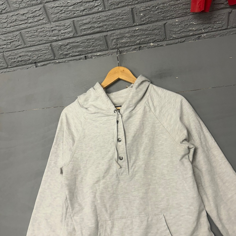 Patagonia Mens Medium Heather Grey Snap‎ Neck Pullover Hoodie Kangaroo Pocket